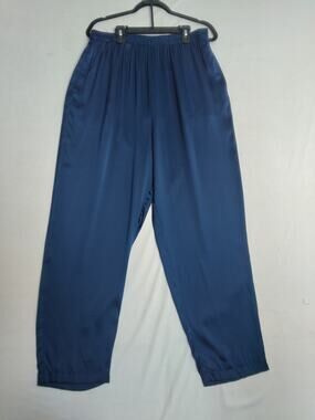 EUC VTG Silk Lore Luxury Pajama Pants Sz L 100% Silk Relaxed Glamourous Comfort